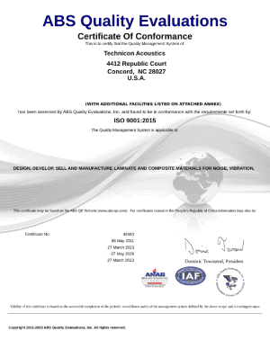 Technicon ISO 9001 Certificate